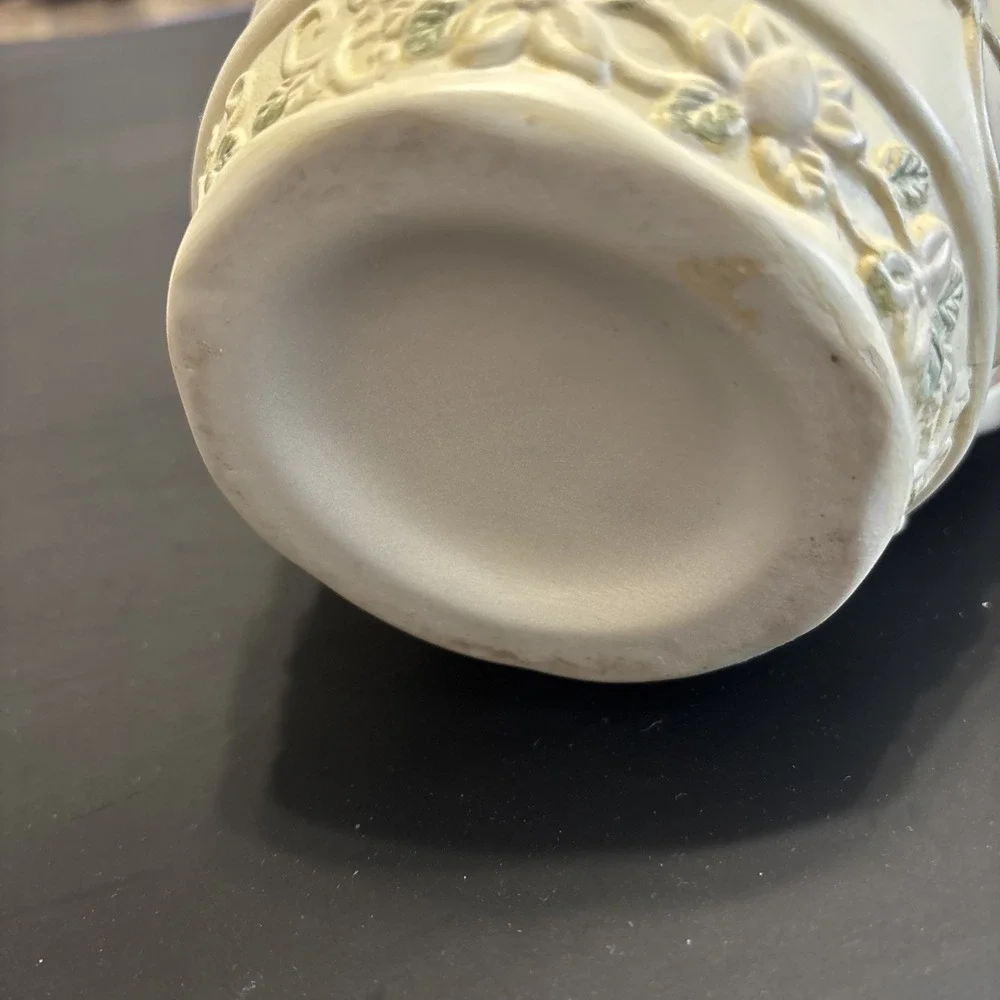 Capodimonte Porcelain Floral Pitcher Vase Reticulated Scalloped 7